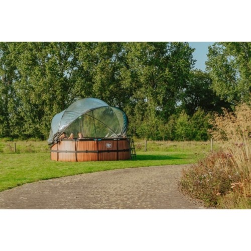 EXIT Black Leather basen ø427x122cm z pompą z filtrem piaskowym i kopułą oraz pompą ciepła - czarny