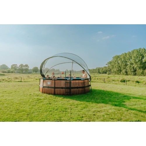 EXIT Black Leather basen ø427x122cm z pompą z filtrem piaskowym i kopułą oraz pompą ciepła - czarny