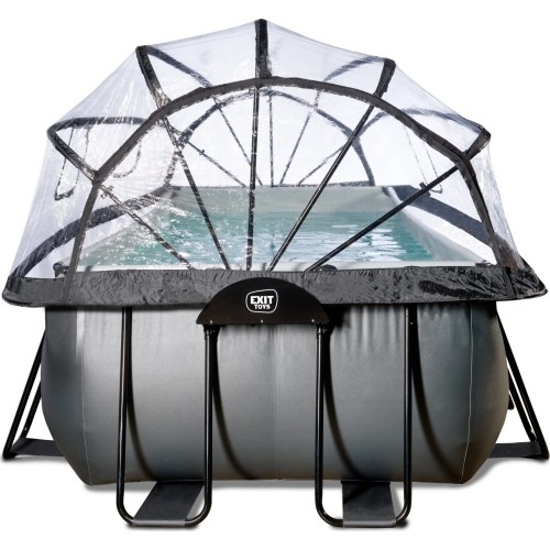 EXIT Black Leather basen 540x250x122cm z pompą filtrem piaskowym i kopułą - czarny
