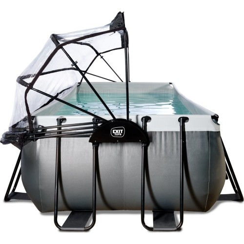 EXIT Black Leather basen 540x250x122cm z pompą filtrem piaskowym i kopułą - czarny