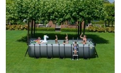 EXIT Black Leather basen 540x250x122cm z pompą filtrem piaskowym i kopułą - czarny