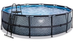 EXIT Basen kamienny ø488x122cm z pompą z filtrem piaskowym - szary