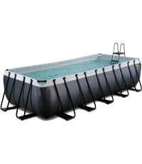 Basen EXIT Black Leather 540x250x122 cm z pompą filtrującą – czarny