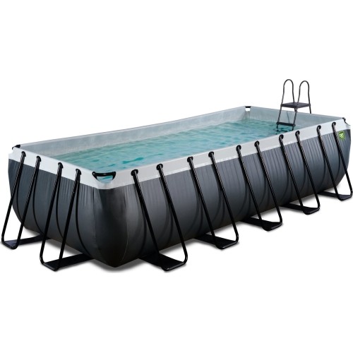Basen EXIT Black Leather 540x250x122 cm z pompą filtrującą – czarny