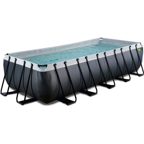 Basen EXIT Black Leather 540x250x122 cm z pompą filtrującą – czarny
