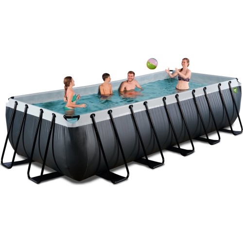 Basen EXIT Black Leather 540x250x122 cm z pompą filtrującą – czarny