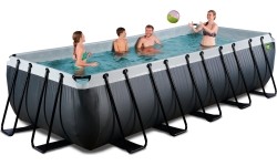 Basen EXIT Black Leather 540x250x122 cm z pompą filtrującą – czarny
