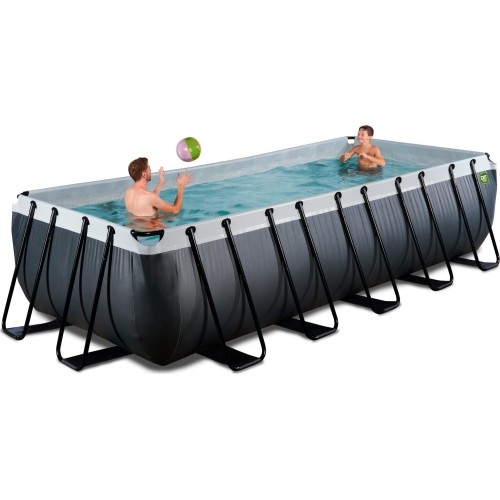 Basen EXIT Black Leather 540x250x122 cm z pompą filtrującą – czarny