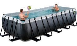 Basen EXIT Black Leather 540x250x122 cm z pompą filtrującą – czarny