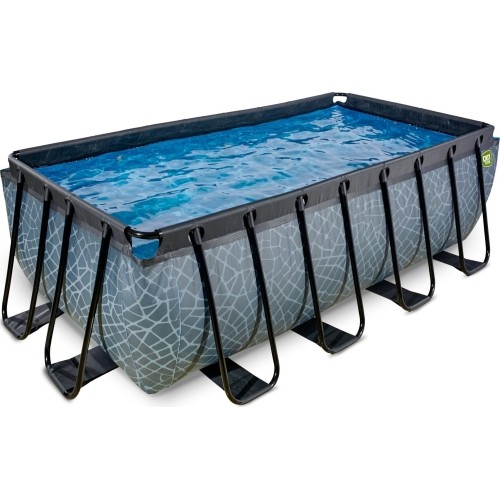 EXIT Basen kamienny 400x200x122cm z pompą filtrującą - szary