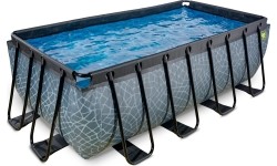 EXIT Basen kamienny 400x200x122cm z pompą filtrującą - szary