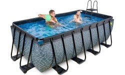 EXIT Basen kamienny 400x200x122cm z pompą filtrującą - szary