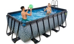 EXIT Basen kamienny 400x200x122cm z pompą filtrującą - szary