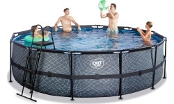 EXIT Basen kamienny ø488x122cm z pompą filtrującą - szary