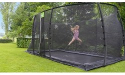 EXIT Dynamiczna trampolina naziemna 275x458cm z siatką zabezpieczającą - czarna