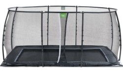 EXIT Dynamiczna trampolina naziemna 244x427cm z siatką zabezpieczającą - czarna