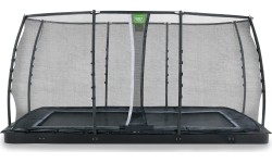 EXIT Dynamiczna trampolina naziemna 244x427cm z siatką zabezpieczającą - czarna