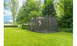 EXIT Dynamiczna trampolina naziemna 305x519cm z siatką zabezpieczającą - czarna