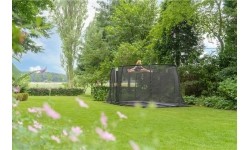 EXIT Dynamiczna trampolina naziemna 305x519cm z siatką zabezpieczającą - czarna