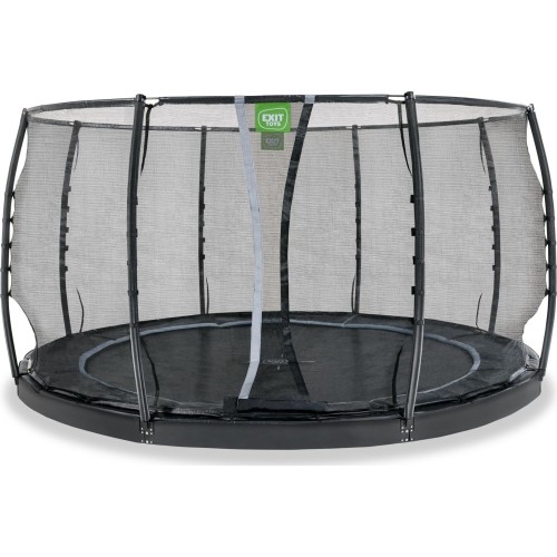 EXIT Dynamiczna trampolina naziemna ø427cm z siatką zabezpieczającą - czarna
