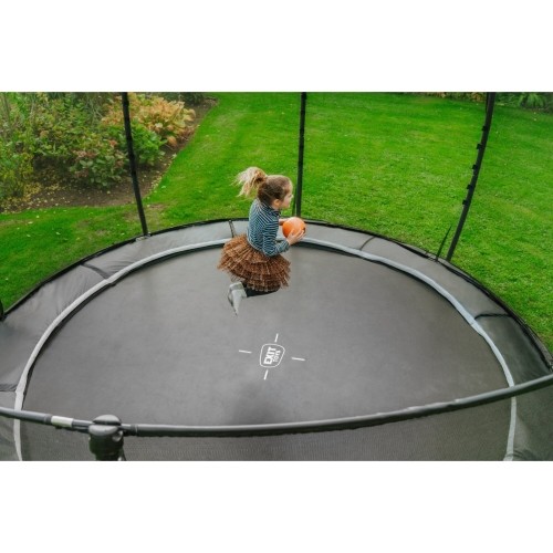 EXIT Dynamiczna trampolina naziemna ø427cm z siatką zabezpieczającą - czarna