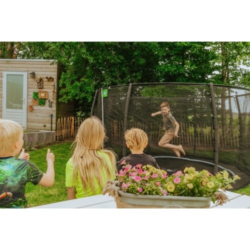 EXIT Dynamiczna trampolina naziemna ø366cm z siatką zabezpieczającą - czarna