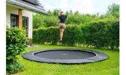 EXIT Dynamiczna trampolina naziemna ø366cm z płytkami bezpieczeństwa Freezone - czarna