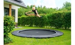 EXIT Dynamiczna trampolina naziemna ø366cm z płytkami bezpieczeństwa Freezone - czarna