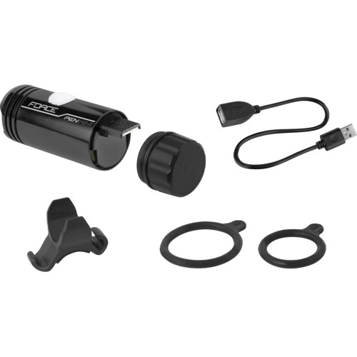 Lampka przednia FORCE PEN MINI 150LM USB mini (czarna)
