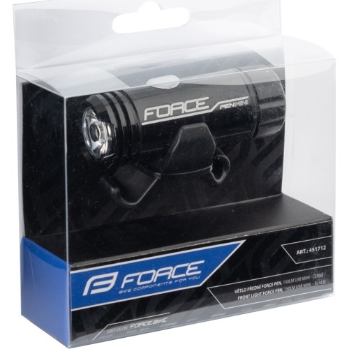 Lampka przednia FORCE PEN MINI 150LM USB mini (czarna)