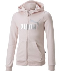 Bluza z kapturem Puma Ess+ Logo Full-Zip dla młodzieży, różowa 846959 16