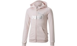Bluza z kapturem Puma Ess+ Logo Full-Zip dla młodzieży, różowa 846959 16