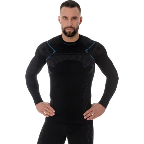 Termoaktywna czarna koszula męska Brubeck - Black/blue