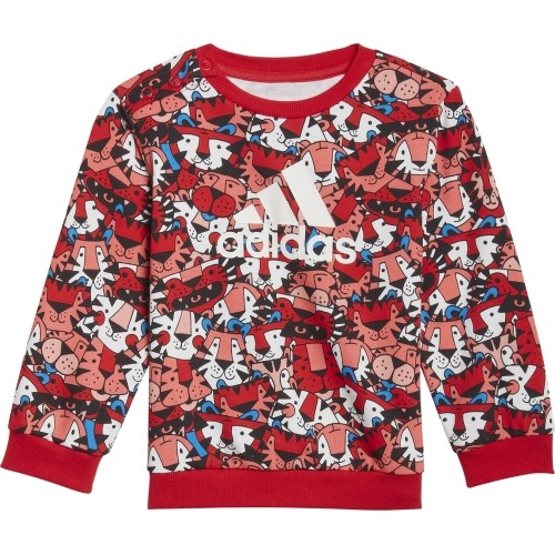 Dres dziecięcy Adidas I Aop Jog Ft, Grey/Red HF1970