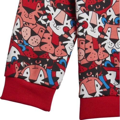 Dres dziecięcy Adidas I Aop Jog Ft, Grey/Red HF1970