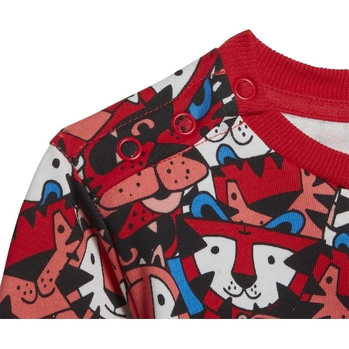 Dres dziecięcy Adidas I Aop Jog Ft, Grey/Red HF1970