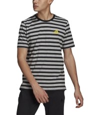 Koszulka męska Adidas Stripy SJ, szaro-czarna