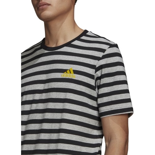 Koszulka męska Adidas Stripy SJ, szaro-czarna