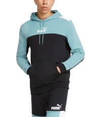 Bluza męska z kapturem Puma Ess+ Block, czarno-miętowa, 847428 50