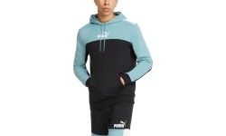 Bluza męska z kapturem Puma Ess+ Block, czarno-miętowa, 847428 50