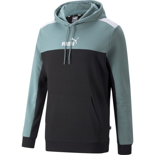 Bluza męska z kapturem Puma Ess+ Block, czarno-miętowa, 847428 50