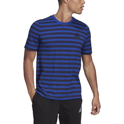Adidas Stripy SJ Tee męski T-shirt, niebiesko-czarny HE1854