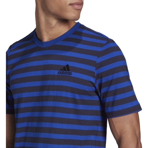 Adidas Stripy SJ Tee męski T-shirt, niebiesko-czarny HE1854