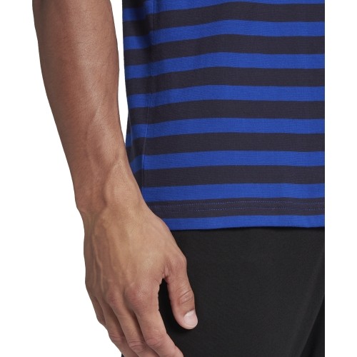 Adidas Stripy SJ Tee męski T-shirt, niebiesko-czarny HE1854