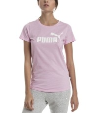Puma damska koszulka Ess+ Logo Heather Pink 852127 21