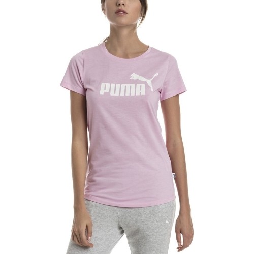 Puma damska koszulka Ess+ Logo Heather Pink 852127 21