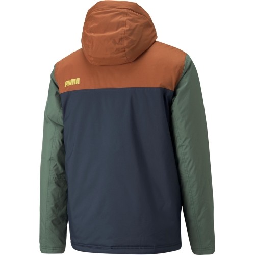 Kurtka męska Puma Colourblock z kapturem niebiesko-pomarańczowo-zielona 849346 64