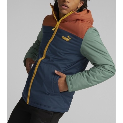 Kurtka męska Puma Colourblock z kapturem niebiesko-pomarańczowo-zielona 849346 64