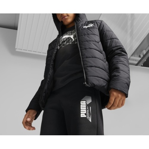 Kurtka młodzieżowa Puma Ess Hooded Padded czarna 670559 01