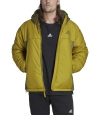 Kurtka Adidas BSC 3S Puffy z kapturem, zielono-żółta HG8753